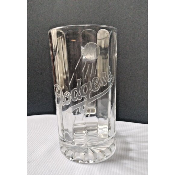 MLB Baseball Los Angeles LA Dodgers Etched Glass Stein Mug 6"X3" - Picture 2 of 10